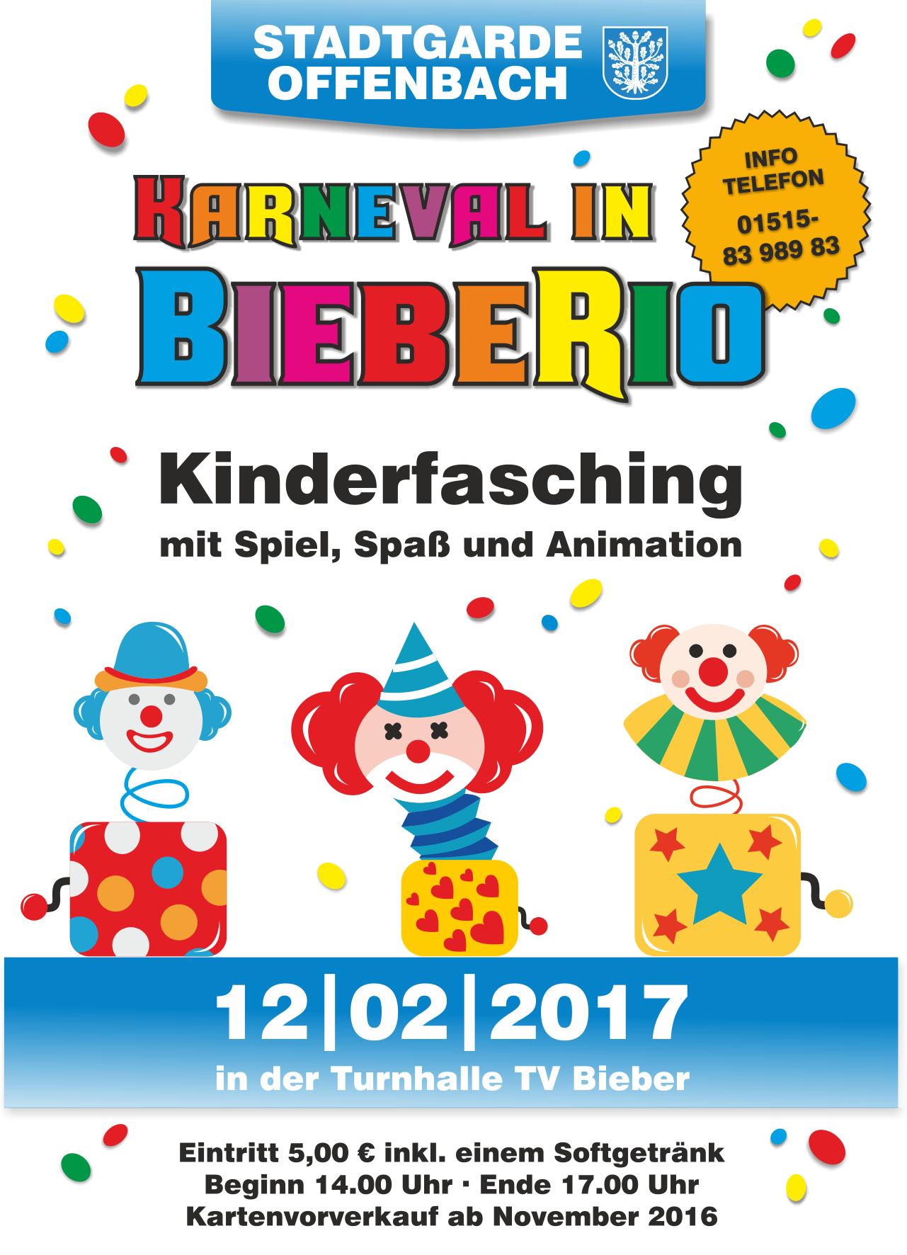 Flyer 2017 Kinderfasching Stadtgarde Offenbach